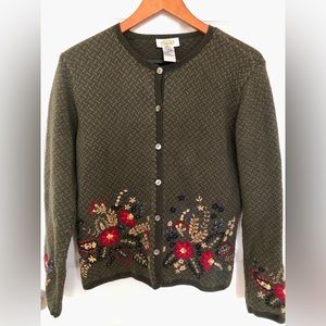 Talbots Cotton Embroidered Cardigan Sweater